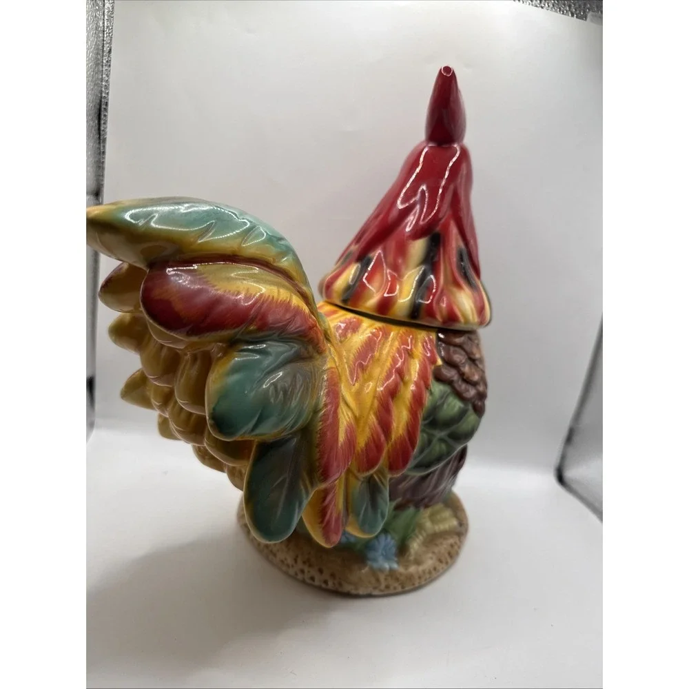 Vintage Hand Painted‎ Rooster Cookie Jar Cottage Core 11.5